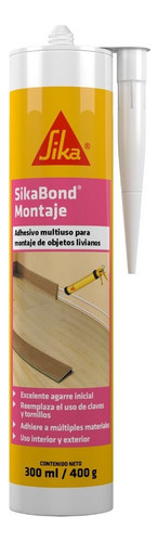 Adhesivo Multiuso 300 Ml Sikabond Montaje Objetos Liviano Mm