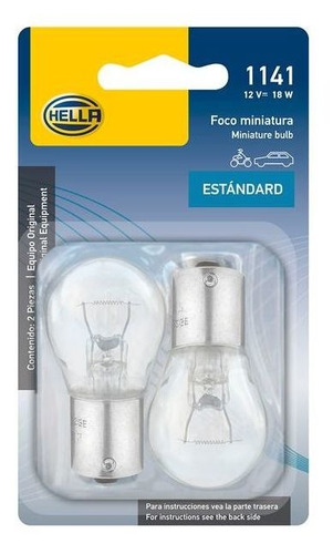 Foco Miniatura Hella Trasparente 12v 18w 2 Piezas