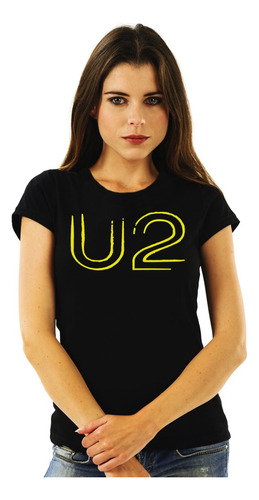 Polera Mujer U2 Logo Amarillo Pop Impresión Directa