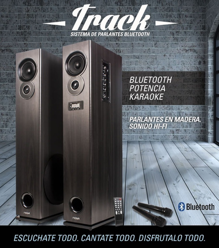 Parlante Noga Track Bt 2 Microfonos Inalambricos Karaoke