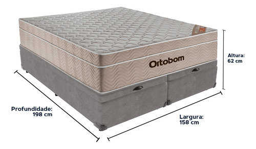 Cama Baú Cinza E Colchão Airtech Springpocket Queen Ortobom