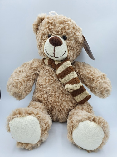 Imagen 6 de 6 de Peluche Oso Marron Y Oso Beige Con Bufanda Mediano 18cm