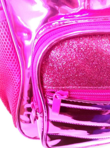 Imagen 9 de 10 de Mochila Urbana Escolar Skora Metalizada Fucsia