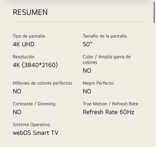 Se Vende Pantalla Lg 50 Modelo Uq9050 (Usado)
