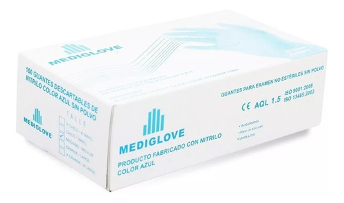 Guantes Nitrilo Azul Mediglove Caja X100unidades Odontología