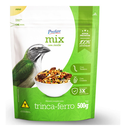 Prefere Mix Alimento Pássaros Trinca-ferro Com Insetos 500g