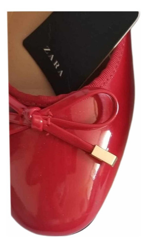 Zapato Mocasín Zara Fashion Rojo Para Mujer Charol Talla 37