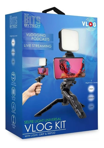 Selfie Stick Con Luz Led Para Vlog Bytech Negro