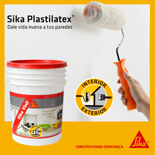 Latex Interior Exterior Antihongos Sika Plastilatex 4 Lt Color Blanco