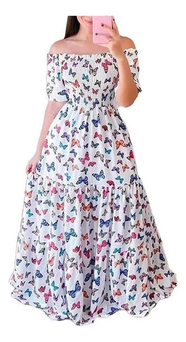 Vestido Largo Floral Sin Tirantes 2023