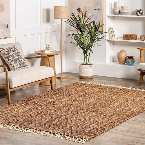 ~? Nuloom Raleigh Farmhouse Yute Tasseled Area Rug, 4' X 6',