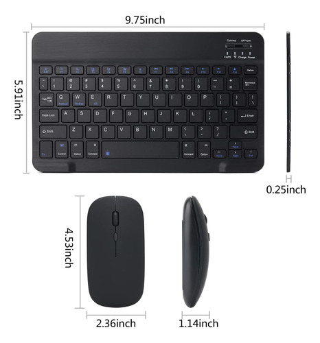 Combo De Teclado Y Mouse Bluetooth Recargable, Juego De De Y Negro. Negro