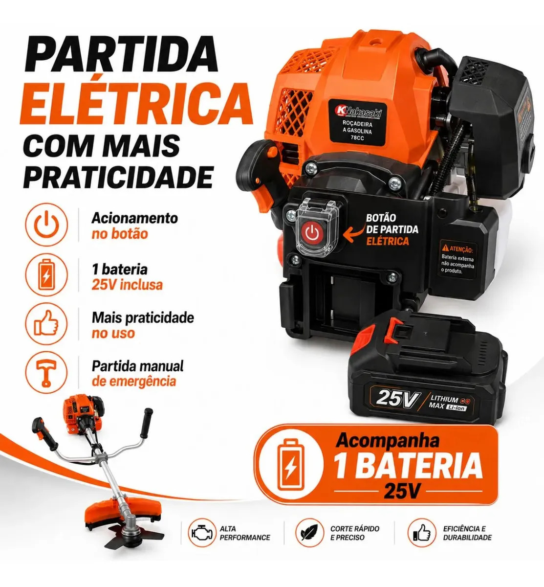Roçadeira Profissional Gasolina Com Partida A Botão Eletrico