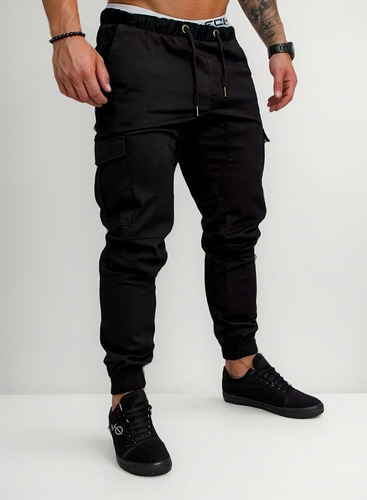 Pantalón Bolsas Cargo Jogger Moda Casual Gabardina 2905