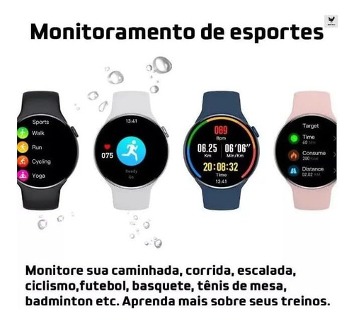 Smartwatch Gt3 Redondo 2 Pulseiras Com Nfc Chat Gbt E Gps Pulseira Preto