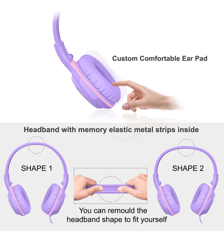 Auriculares Simolio Wired Para Niños Con Micrófono, Color Mo