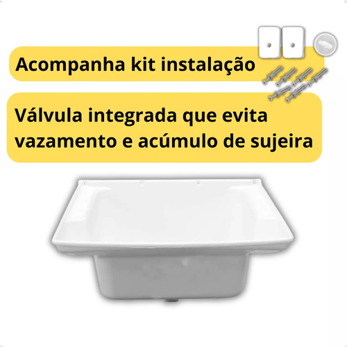 Kit Tanque Plástico Branco 28 Litros Lavanderia Com Sifão