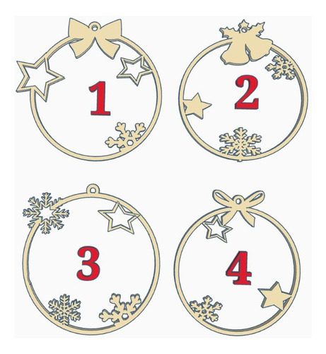 4 Unidades Adorno Navideño Personalizados 3d Negro