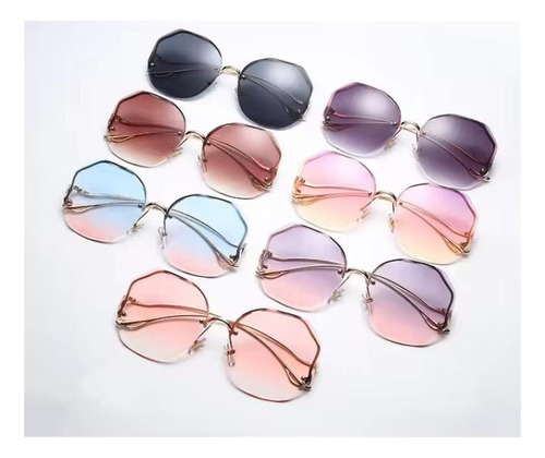 Anteojos De Sol Gafas Lentes Sin Montura Moda Mujer