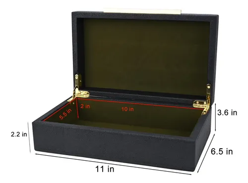 Pequeña Caja De Piel De Tiburón Negra Caja Decorativa...