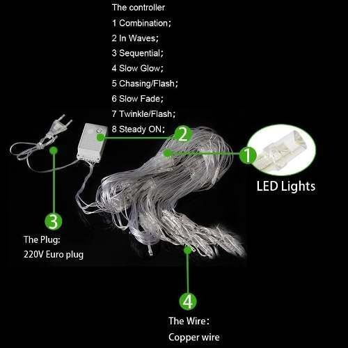Imagen 9 de 10 de Malla 240 Led Navidad 3x2 Metros Pascuero Blanco Calido