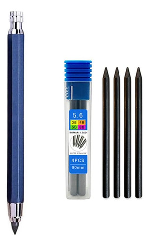 Lápiz De Dibujo De Metal De 5,6 Mm Con 4 Juegos De Minas 2b