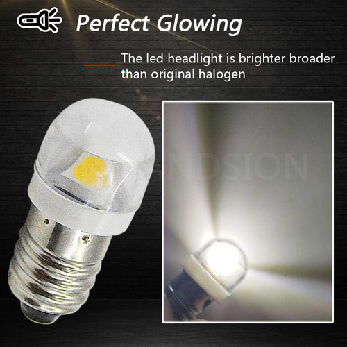 Ruianddsion, 4 Bombillas Led E10, 3 V, 60 W, Smd, Blancas, 6