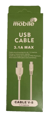 Cable De Datos Y Carga Rápida 3,1 Amp Micro Usb - V8