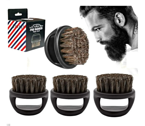 Cepillo De Barba Cerda Mixta Barberia Peine Barba Pack 4