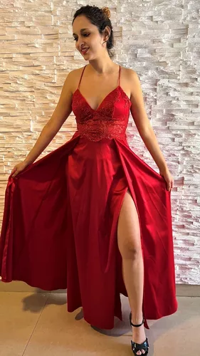 Vestido Saten Rojo MercadoLibre 📦