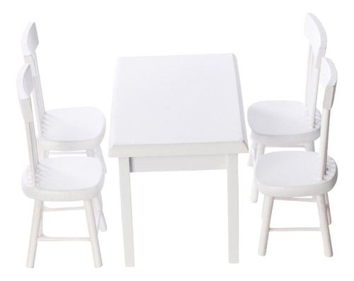 Conjunto De Mesa E Cadeira Floral Branco 1:12 Para Casa De