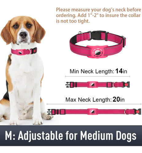 Collar De Perro Erbine Airtag Para Perros Medianos Con Acaba