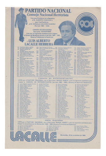 Partido Nacional Eleccion 1984 Lista 904 Herrerismo Lacalle