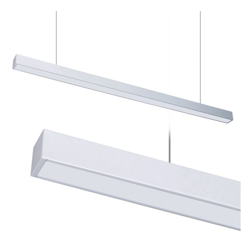 Pack X 2 Lampara Colgante Recto Blanco Con Acrilico Tubo Led