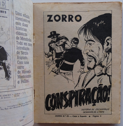 Zorro De Capa E Espada Nº 29 Ebal Mar 1978 (Usado)