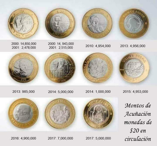 Coleccion De 13 Monedas De 20 Pesos Envio Incluido Zacatecas