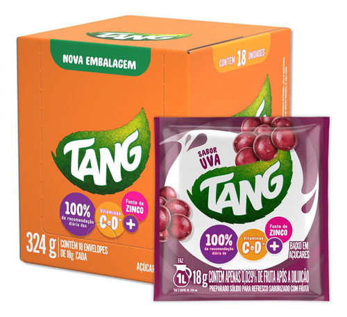 Refresco Em Pó Uva Pacote 18 Sachês 18g Tang