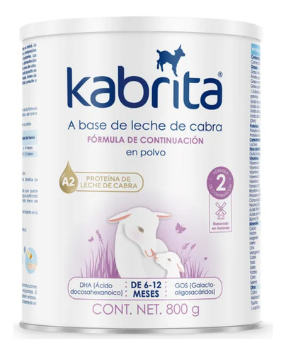 Leche En Polvo Etapa 2 Kabrita Lata 800g 6-12 Meses Formula Sabor Sin Sabor