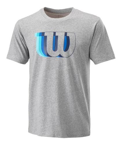 Camiseta Wilson W  - Cinza Mescla Com Logo 3d Colorido