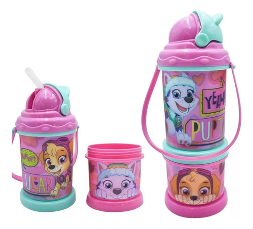 Vaso Cantimplora Contenedor 2en 1 Con Popote Paw Patrol Niña