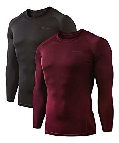 2 Pack Men's Thermal Long Sleeve Compression Shirts