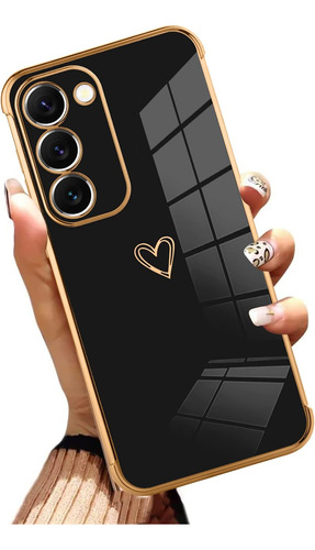 Funda Aigomara Kickstand Para Galaxy S23 Plus Negro Y Oro