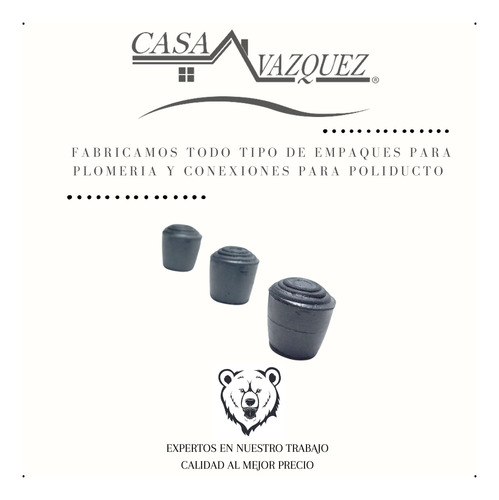 Regatón Barril 1/2 Pulgada Hule (100 Piezas) Negro