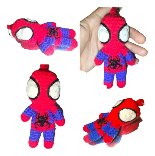Spider Man Tejido A Crochet Llavero 