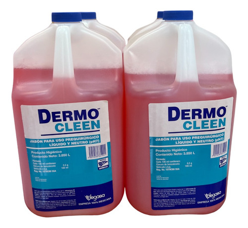 Dermo Cleen Jabon Prequirurgico (ph7) Galon. Caja. 4pzas