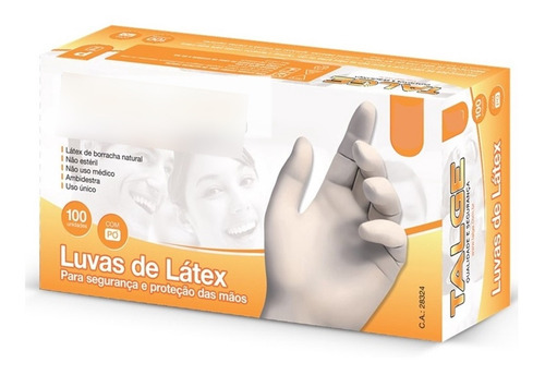 Luvas descartáveis Talge cor natural tamanho M de látex com pó x 100 unidades