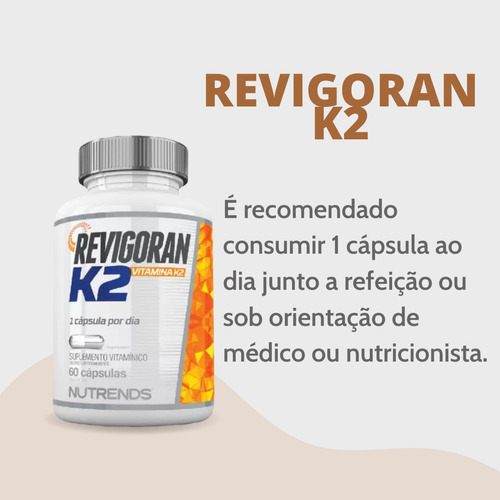 Revigoran Vitamina K2 65mcg - 60 Cápsulas - Nutrends Sabor Sem Sabor