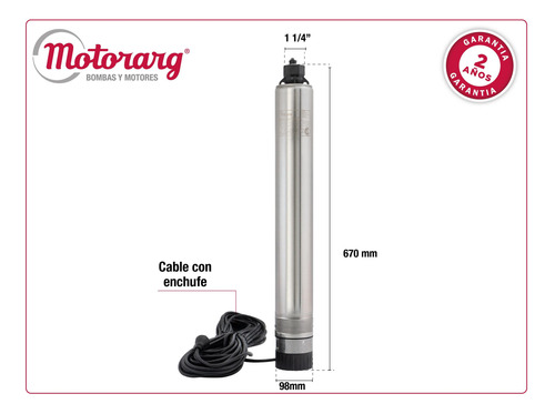 Imagen 5 de 11 de Bomba Sumergible De Pozo Motorarg 4pack 100 +30mt Cable 1 Hp