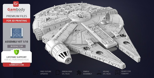 Imagen 2 de 2 de Figura Alcon Milenario Star Wars Archivo Stl P/ Impresion 3d