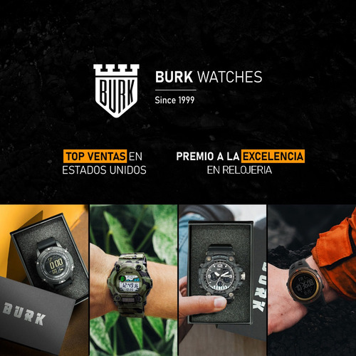 Reloj Hombre Burk 9225 Original Eeuu Automatico Minimalista Color De La Malla Negro Color Del Fondo Azul